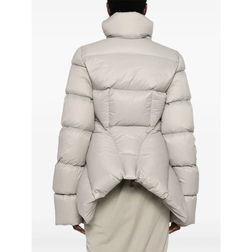 Rick Owens Grijze Gewatteerde Opstaande Kraag Jas Gray Dames