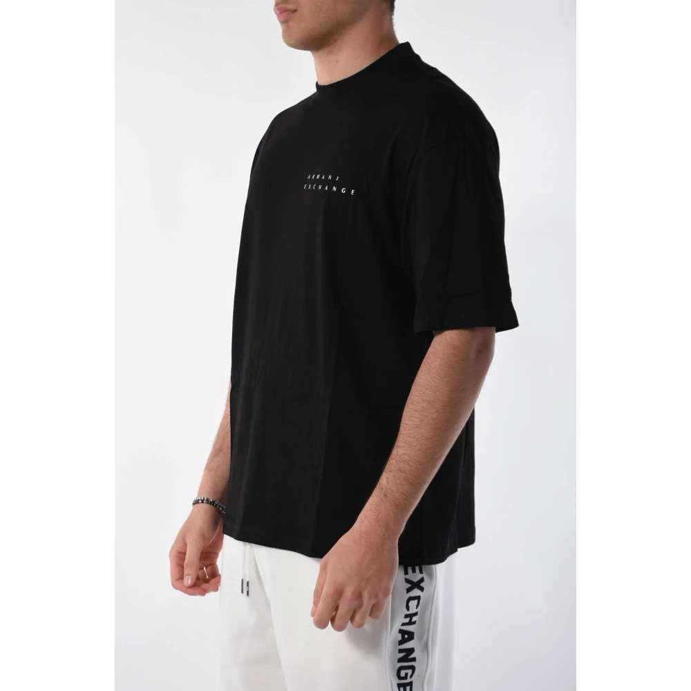 Armani Exchange Katoenen T-shirt met borstlogo Black Heren