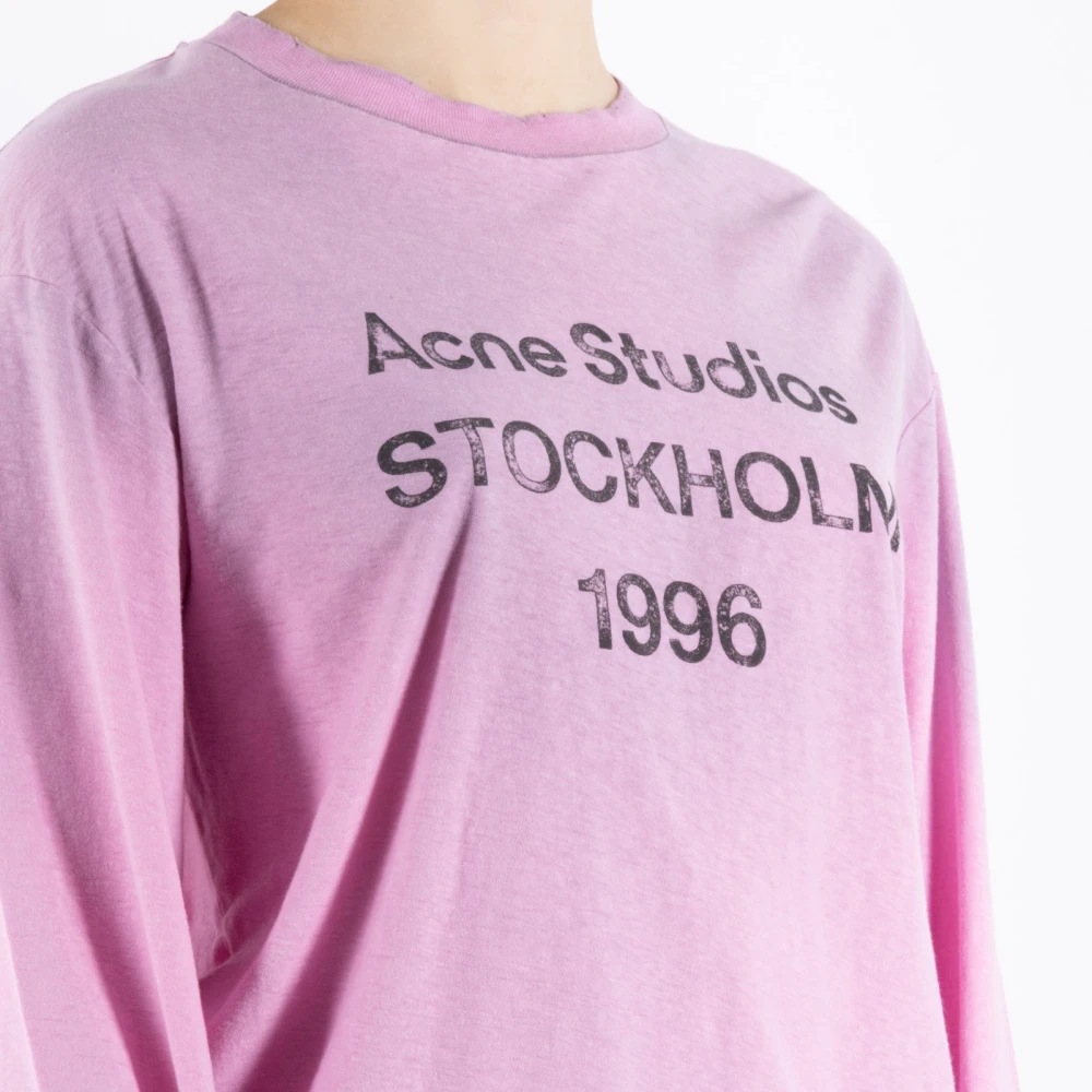 Acne Studios Roze Katoen Hennep T-Shirt Cl0197 Pink Dames