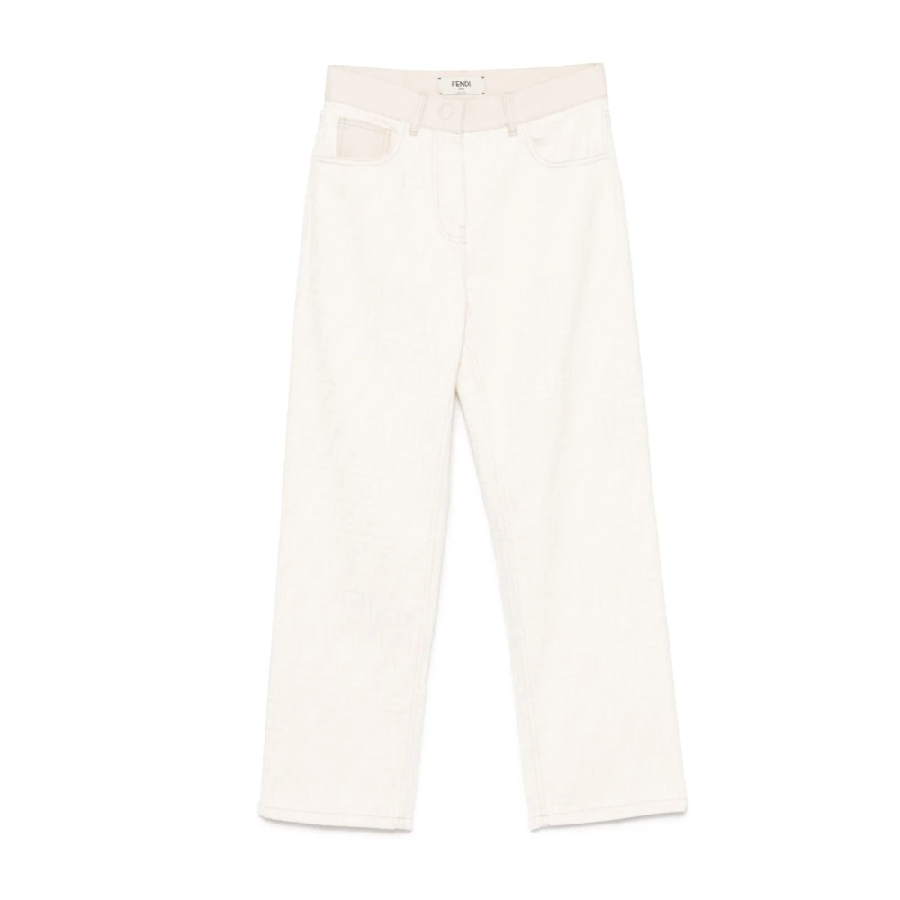 Fendi Katoen Stretch Jeans Beige Dames