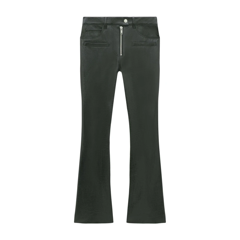 Courrèges Vrouw Zwart Broeken Dames, M, Katoen, Vinyl Broek Met Rits
