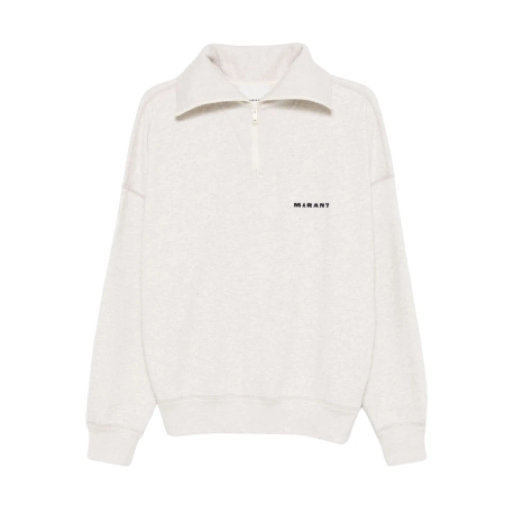 Isabel marant Chiné Sweatshirt met ritssluiting hoge kraag White Heren