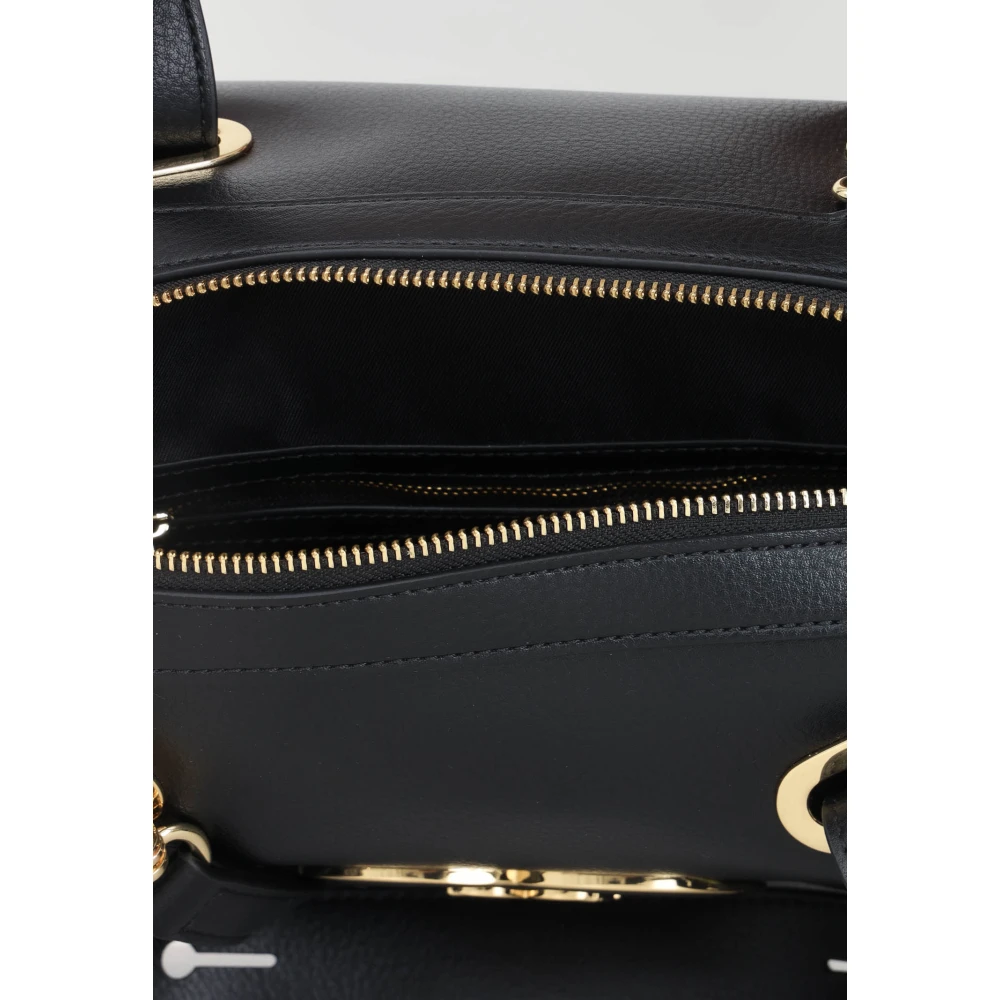 Love Moschino Zwarte Leren Schoudertas met Rits Black Dames