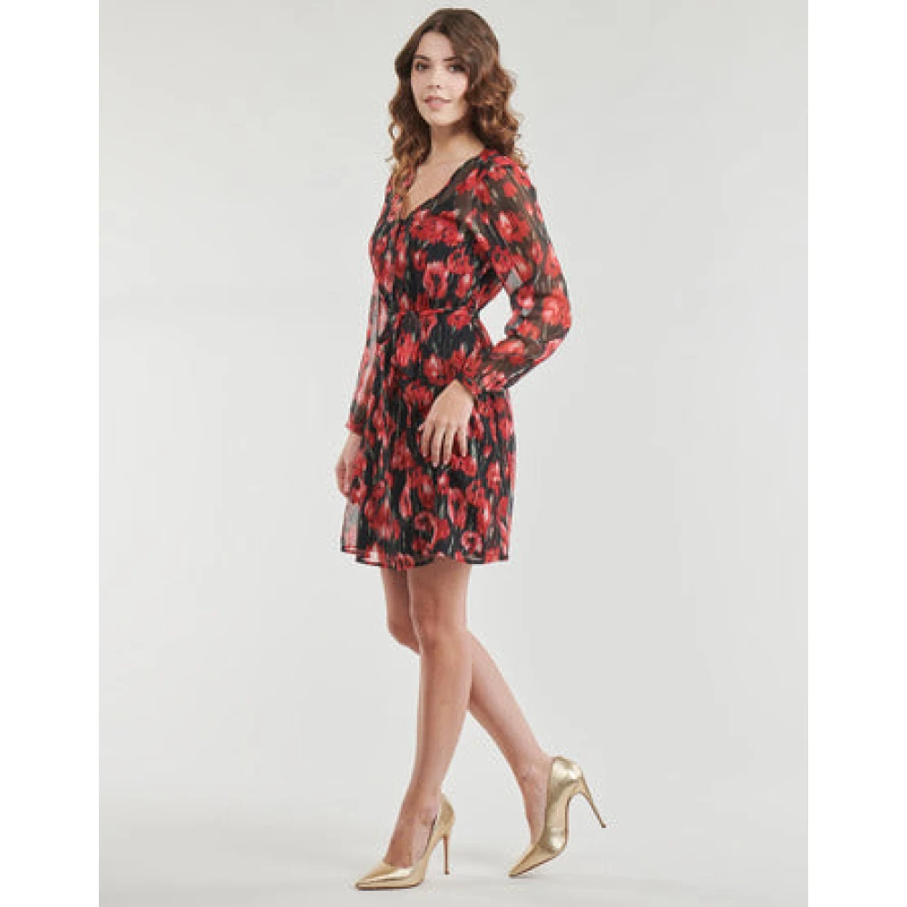 Only Rode Korte Jurk met Lurex Details Multicolor Dames