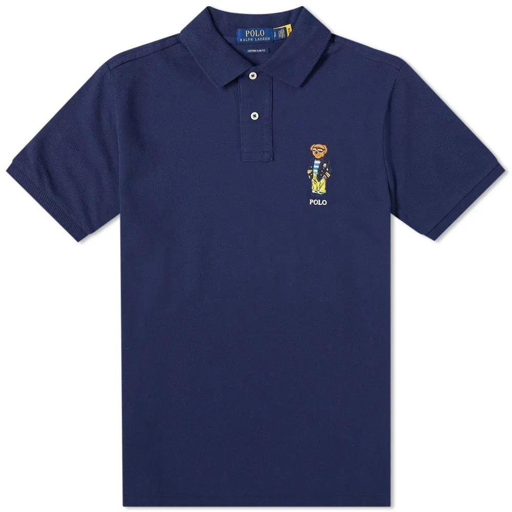 Polo Ralph Lauren Navy Bear Geborduurd Poloshirt Blue Heren