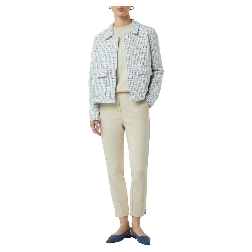 comma Korte Tweedjas Casual Look Blue Dames