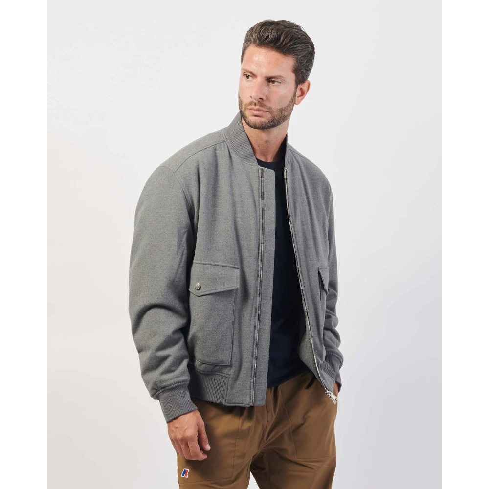 Hugo Boss Grijze Winterjas met Ritssluiting Zakken Gray Heren