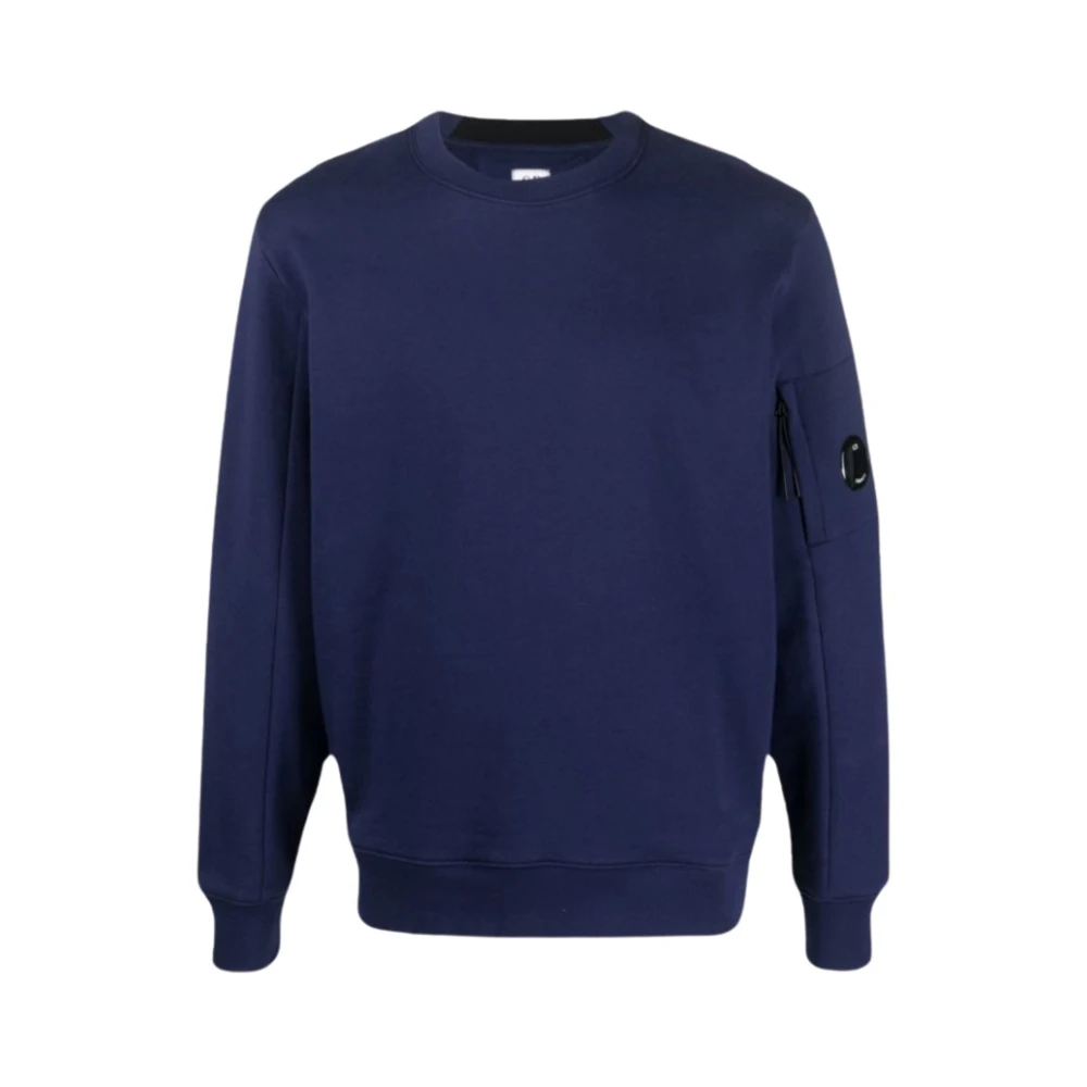 C.P. Company Diagonaal Gestructureerde Fleece Crew Neck Sweatshirt Blue Heren