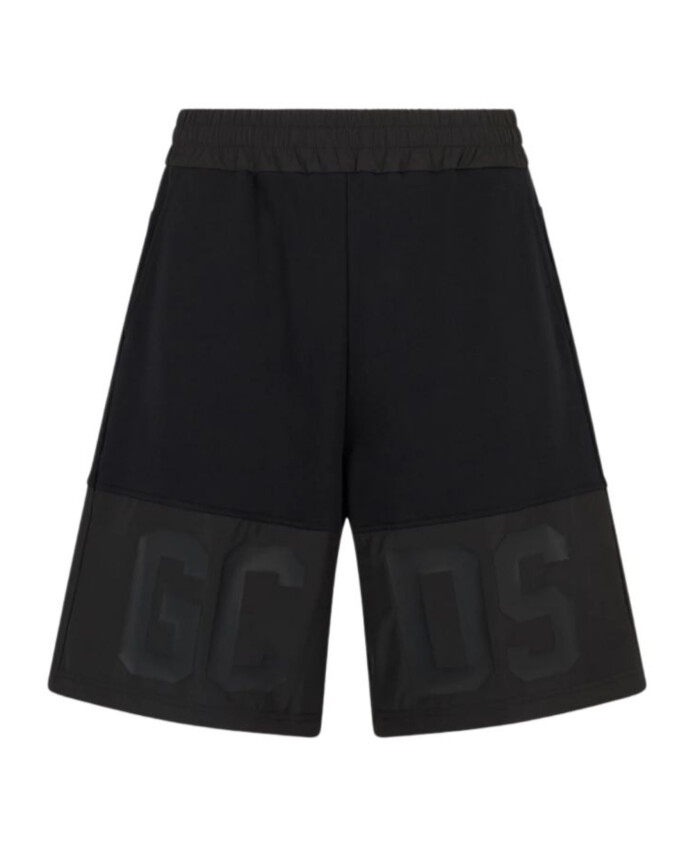 nylon-band-logo-bermuda-shorts-black
