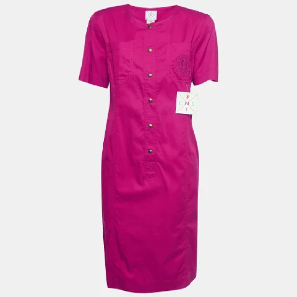 Fendi Vintage Pre-owned Cotton dresses Pink Dames
