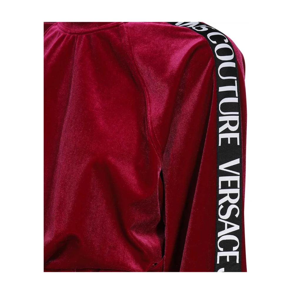 Versace Jeans Couture Logo Gestreepte Cropped Sweatshirt Red Dames