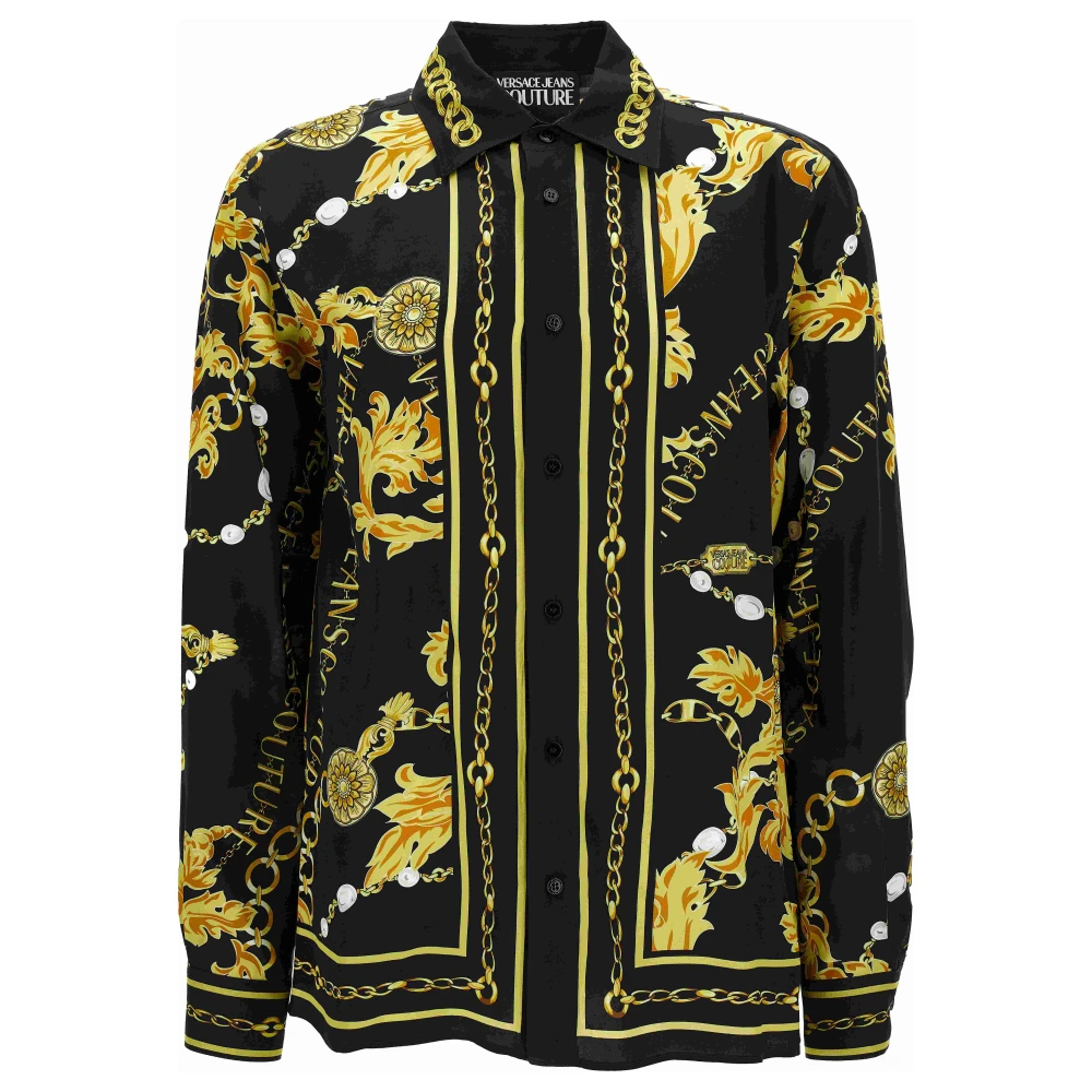 Versace Jeans Couture Uomo Multicolor - Camicia A Maniche Lunghe Con Motivo Barocco Nero - Shirts - E - S