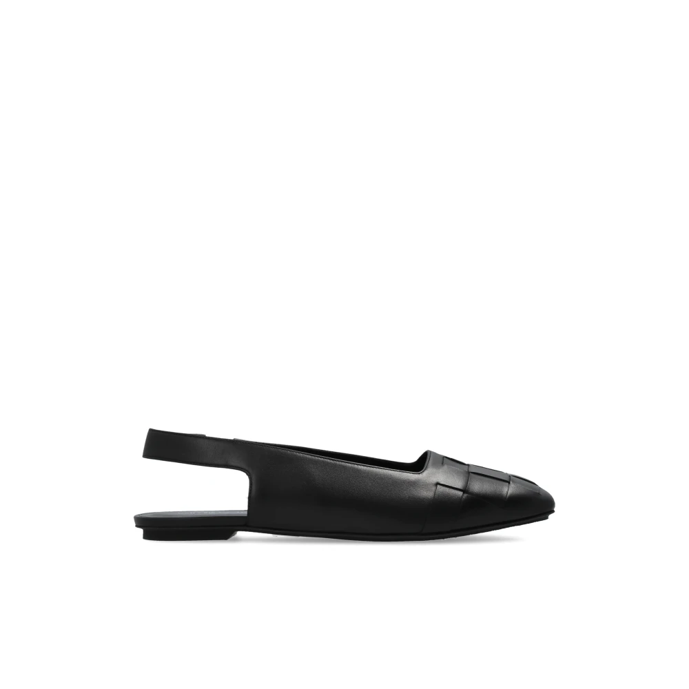 Emporio Armani Vrouw Zwart Schoenen Dames, 38 Eu, Leer, Slingback Ballerina's