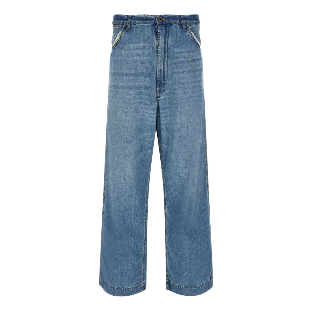 Maison Margiela Men's Blue Wide-Leg Jeans - Wide Jeans - M - Jeans