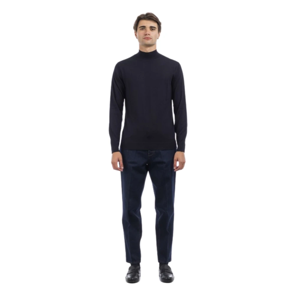 Daniele Fiesoli Blauwe Merinowollen Trui Regular Fit Blue Heren
