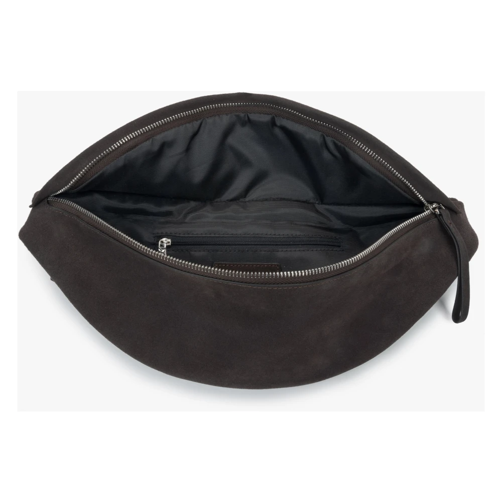 Estro Donkerbruine Fanny Pack voor heren gemaakt van natuurlijk velours Brown Heren
