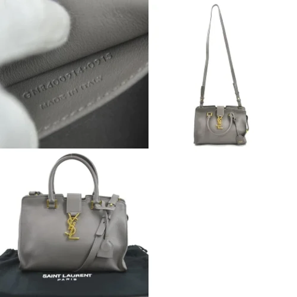Saint Laurent Vintage Pre-owned Leather handbags Gray Dames