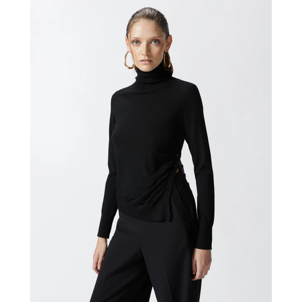 pinko Geribbelde coltrui trui Black Dames