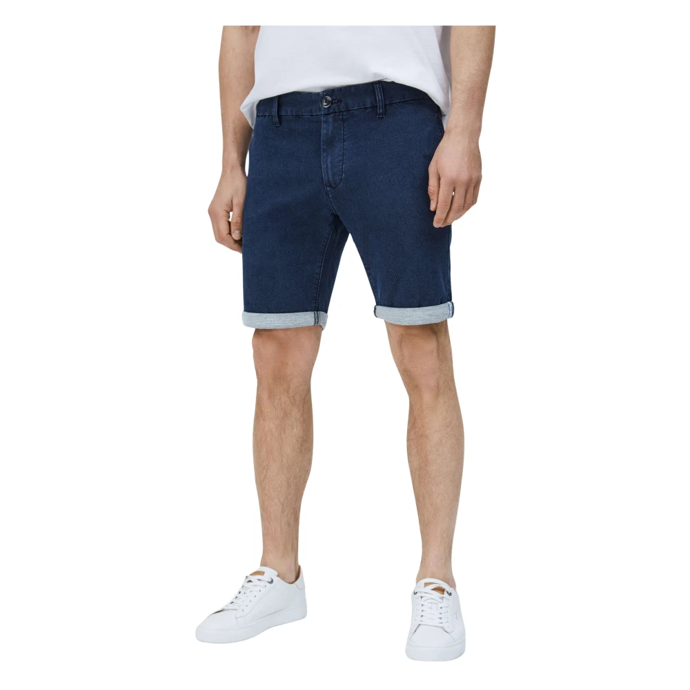 Pepe Jeans Stretch Shorts Dobby Indigo Blauw Blue Heren