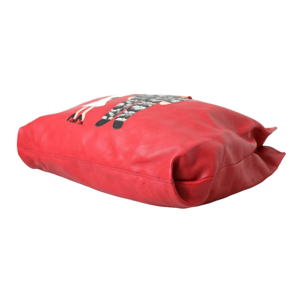 Dolce & Gabbana Rode Leren Familiewapen Winkelmand Red Dames