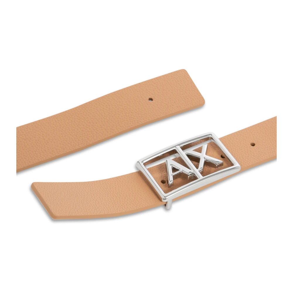 Armani Exchange Effen Omkeerbare Riem met Gespsluiting Beige Dames