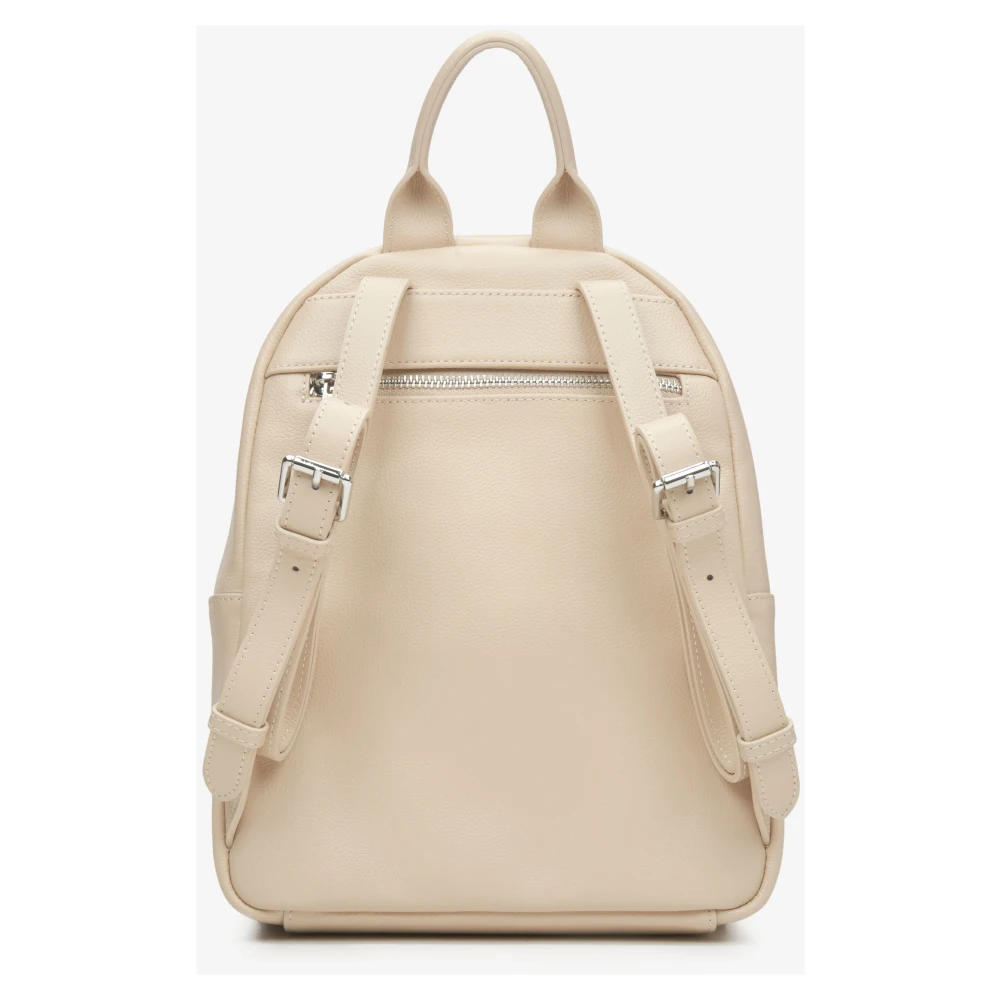 Estro Dames Licht Beige Leren Rugzak met Lange Verstelbare Banden Er00115051 Beige Dames