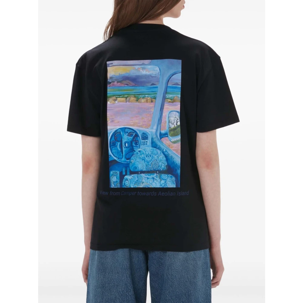 JW Anderson Zwart Katoenen Jersey Grafische Print T-shirt Black Dames
