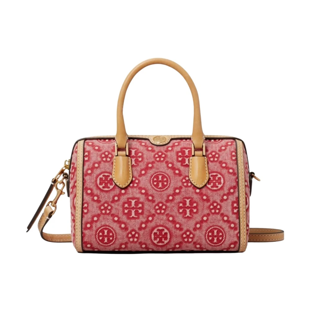 Tory Burch Women's Red Handbags, One Size, T Monogram Denim Petite Barrel Bag