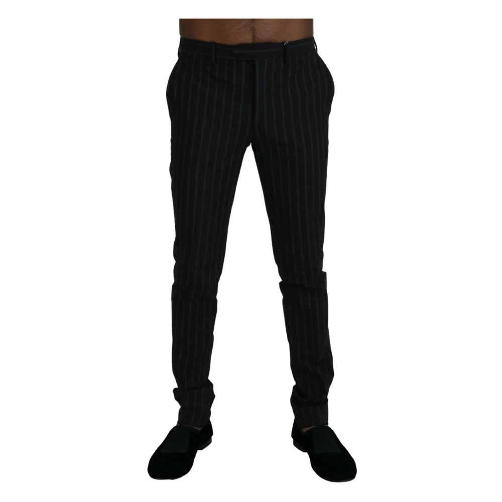 Bencivenga Striped Viscose Dress Trousers - Male - Slim-Fit Trousers - Black - S - Trousers