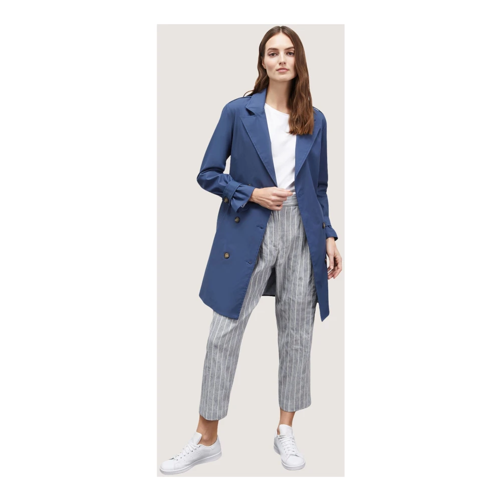 Motivi Korte dubbelrijige trenchcoat Blue Dames