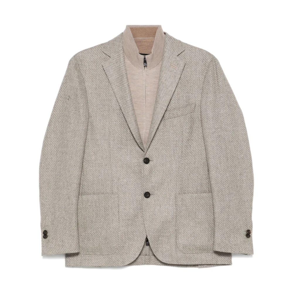 Corneliani Gelaagde wollen blazer beige herenjas Gray Heren