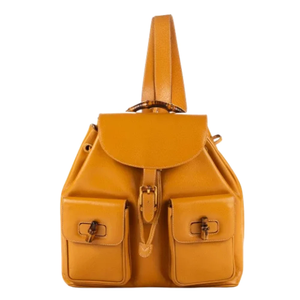 Gucci Vintage Pre-owned Leather backpacks Yellow Dames