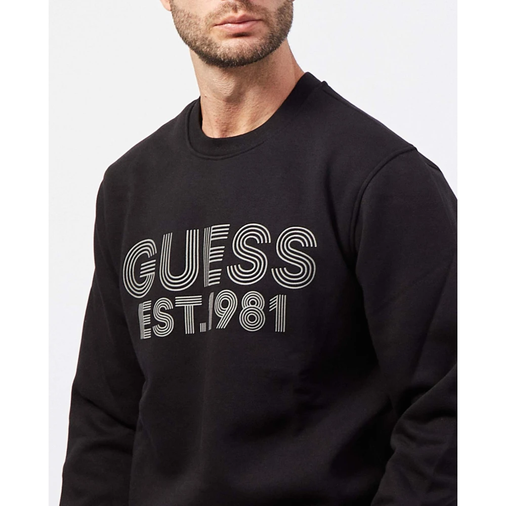 Guess Zwarte Crewneck Sweater Black Heren