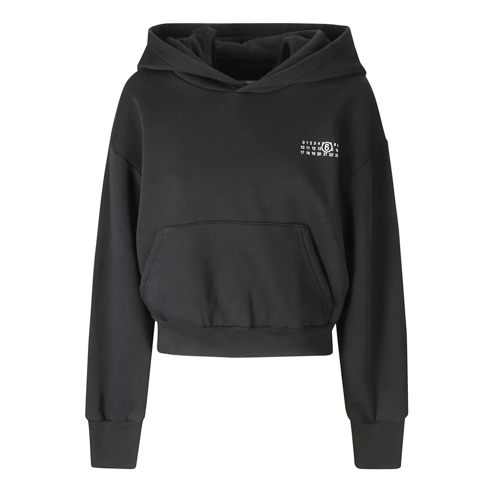 MM6 Maison Margiela Geribde Jurk met Logo in Sweatshirt-stijl Black Dames
