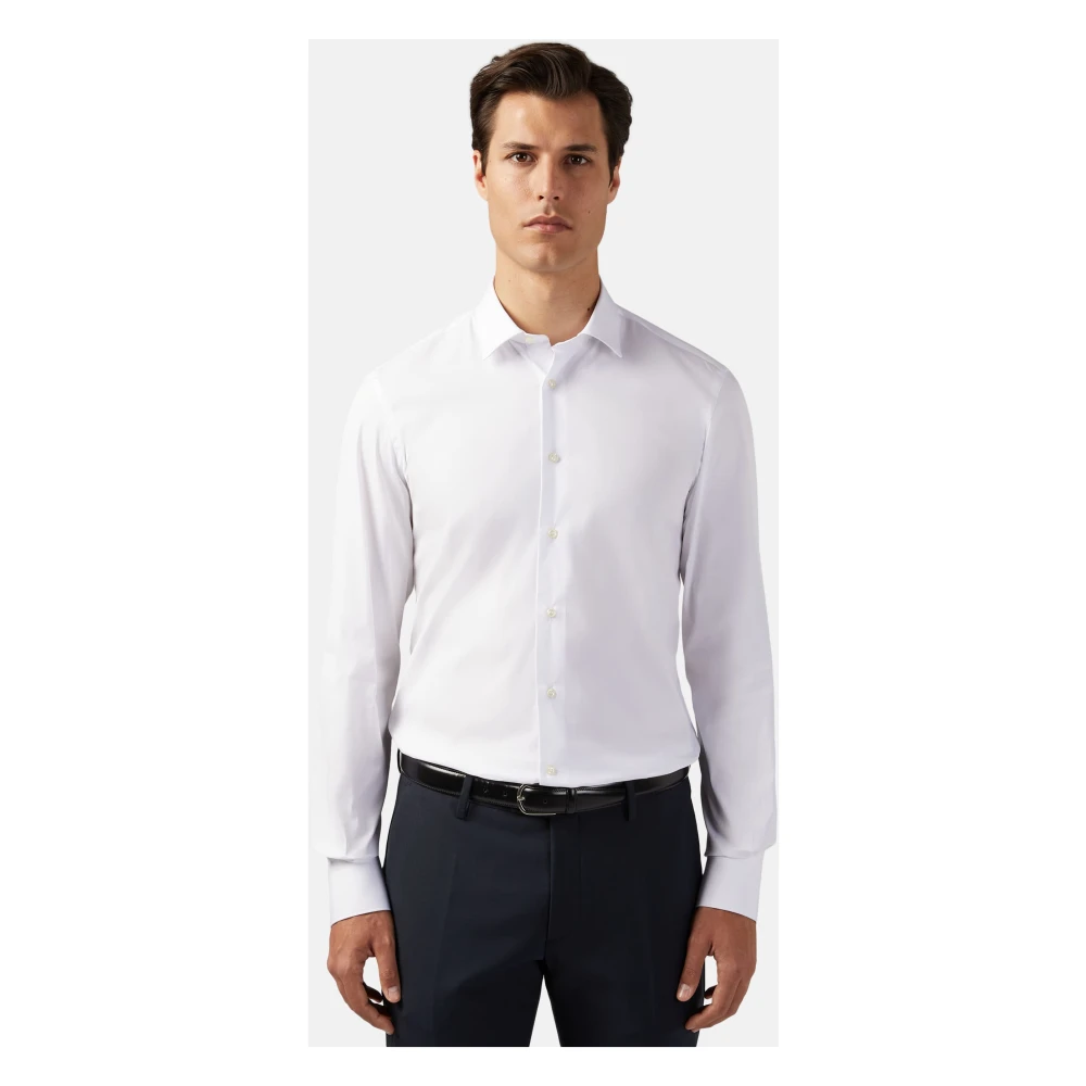 Boggi Milano Slim Fit Stretch Katoenen Overhemd White Heren
