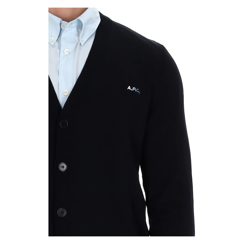 A.p.c. Blauwe Katoenen Cardigan Sweater Blue Heren
