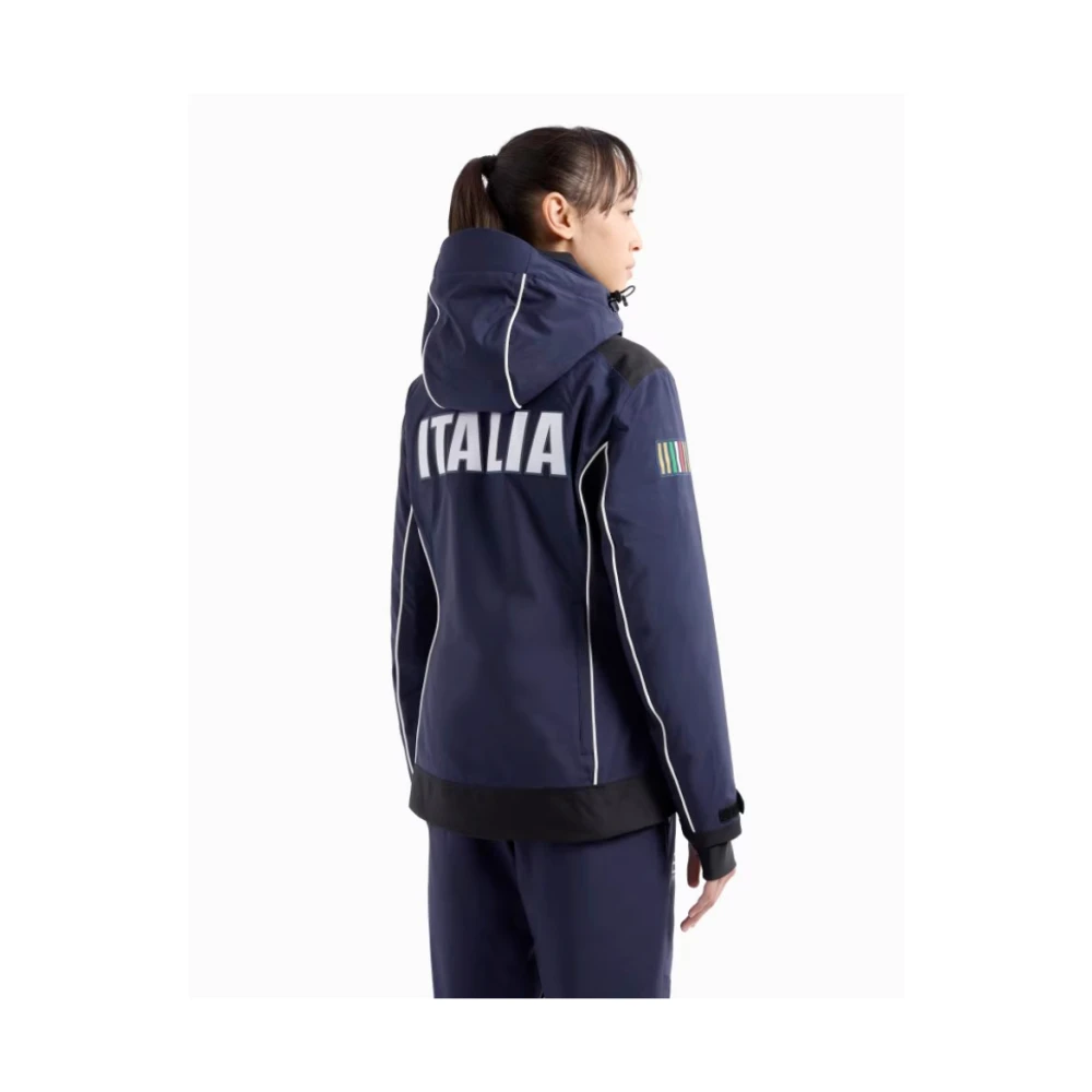 Emporio Armani EA7 Blauwe Waterdichte Ademende Ski Jas Blue Dames