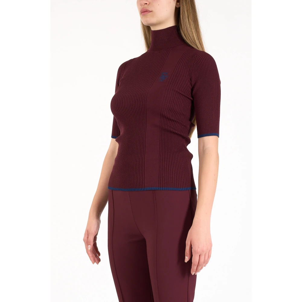 Elisabetta Franchi Geribbelde Viscose Coltrui Red Dames
