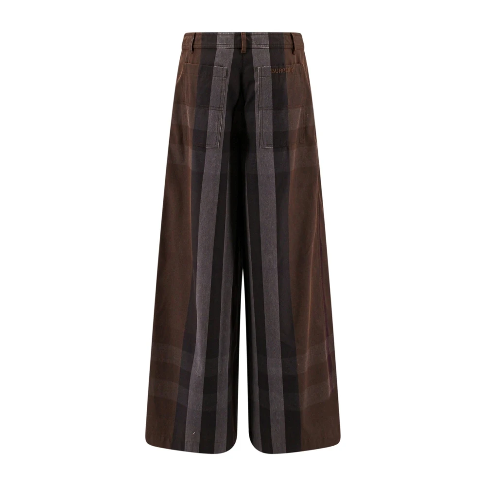 Burberry Katoenen broek met geborduurd logo Brown Dames