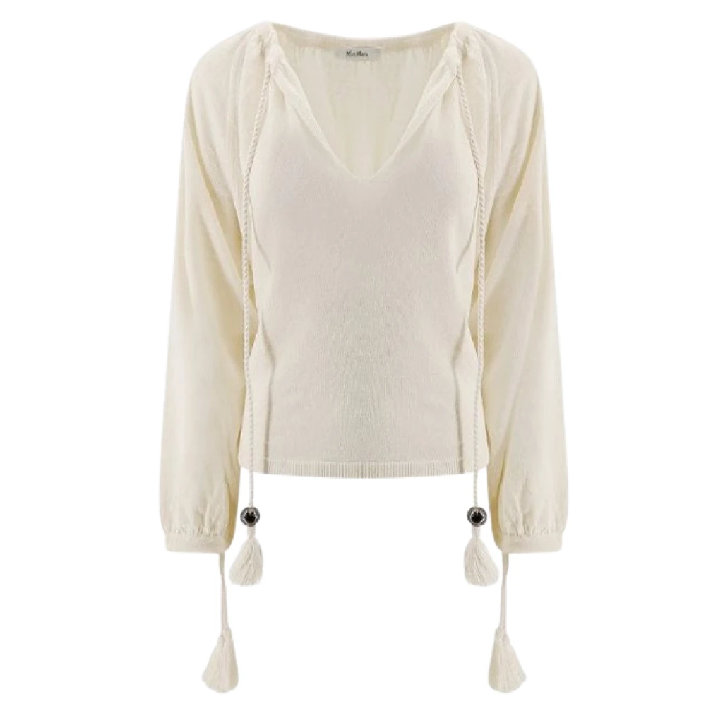 Max Mara Witte Linnen Cropped Sweater White Dames
