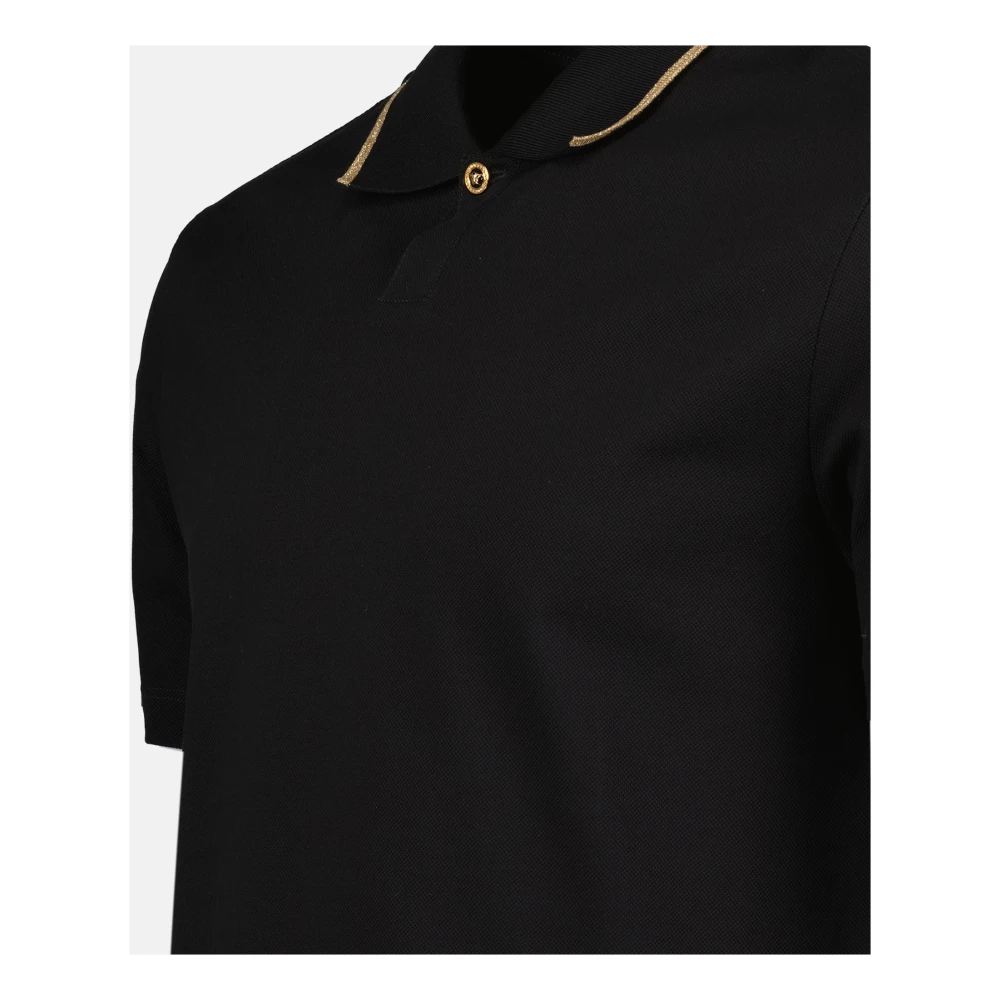 Versace Zwarte Polo met Gouden Afwerking Black Heren