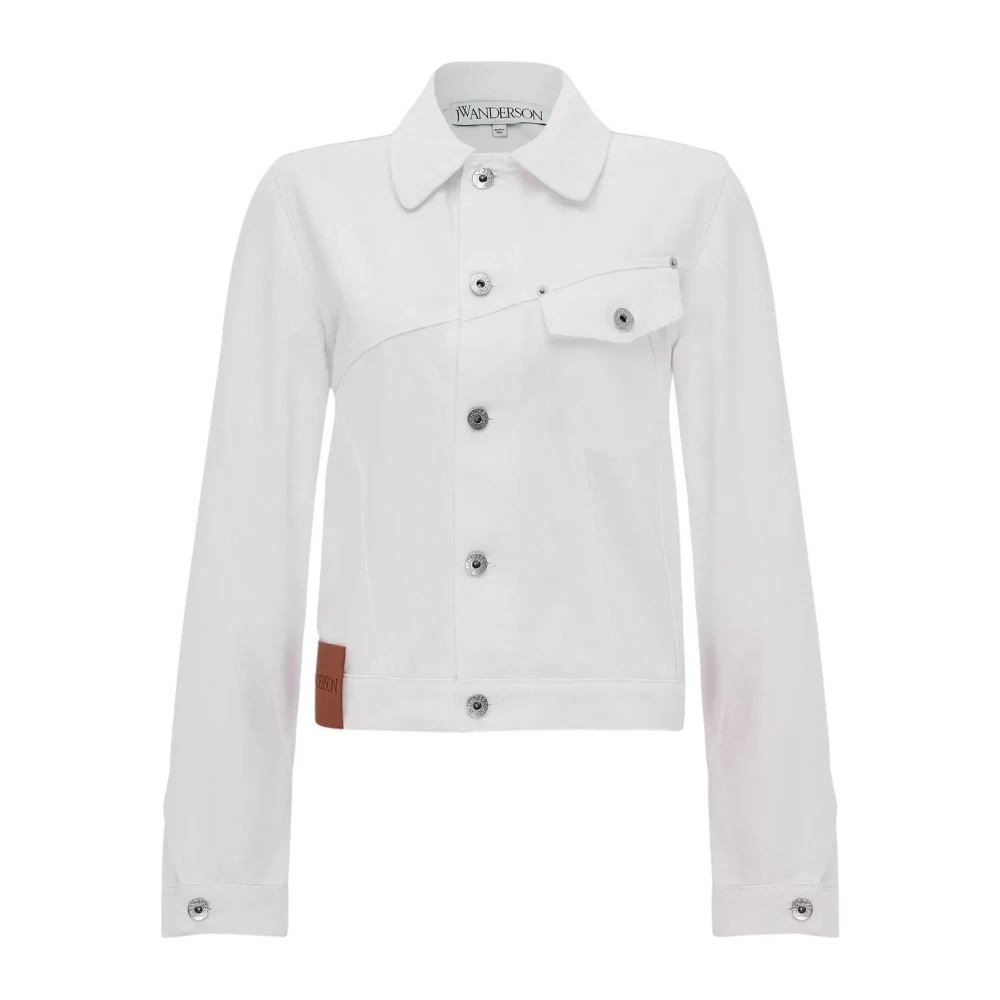 Jw Anderson Women's White Denim Jackets, S, Denim Jacket With Classic Details