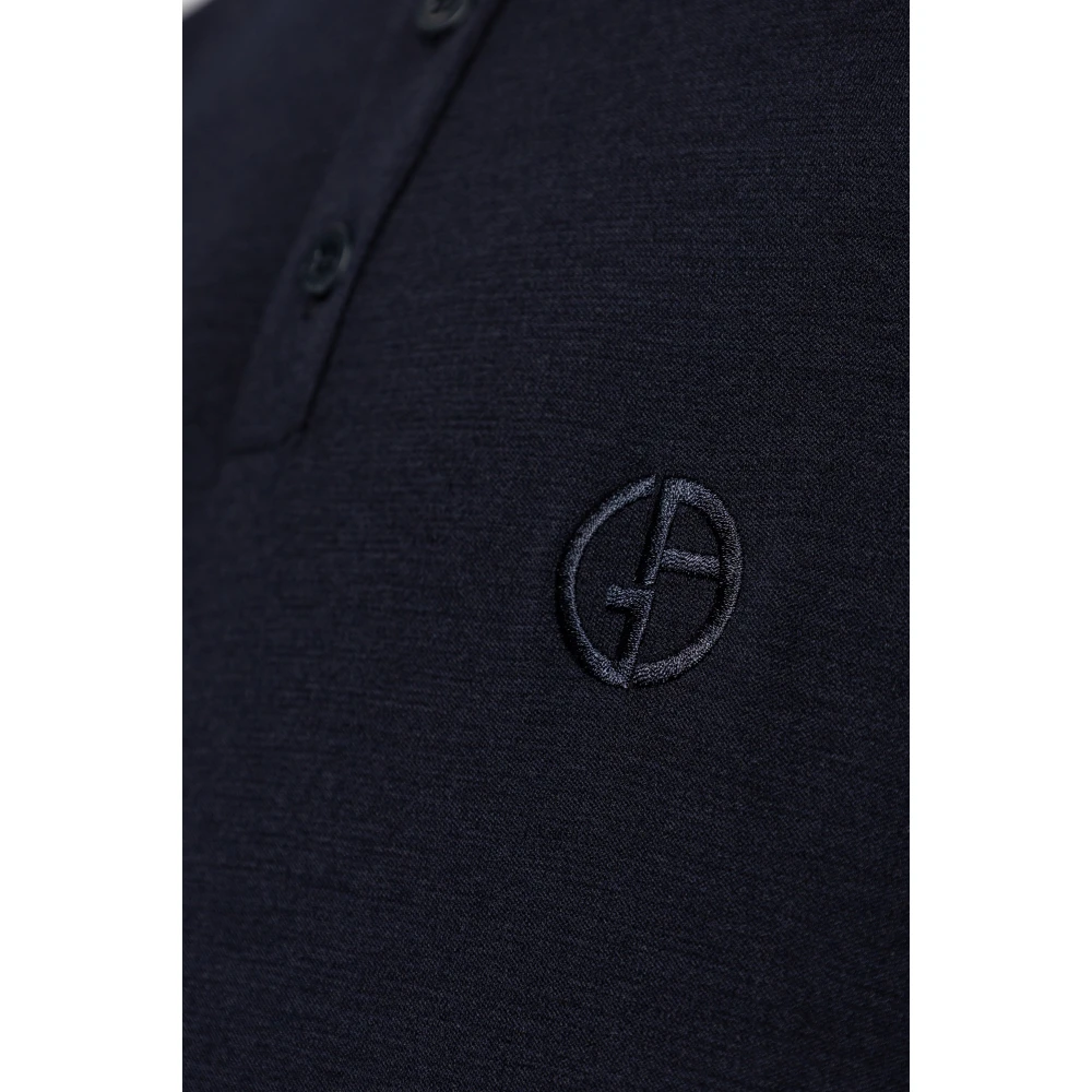 Giorgio Armani Wollen Polo Blue Heren