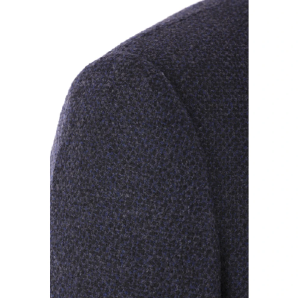 Caruso Blauwe Dubbelborstige Wollen Jas Blue Heren