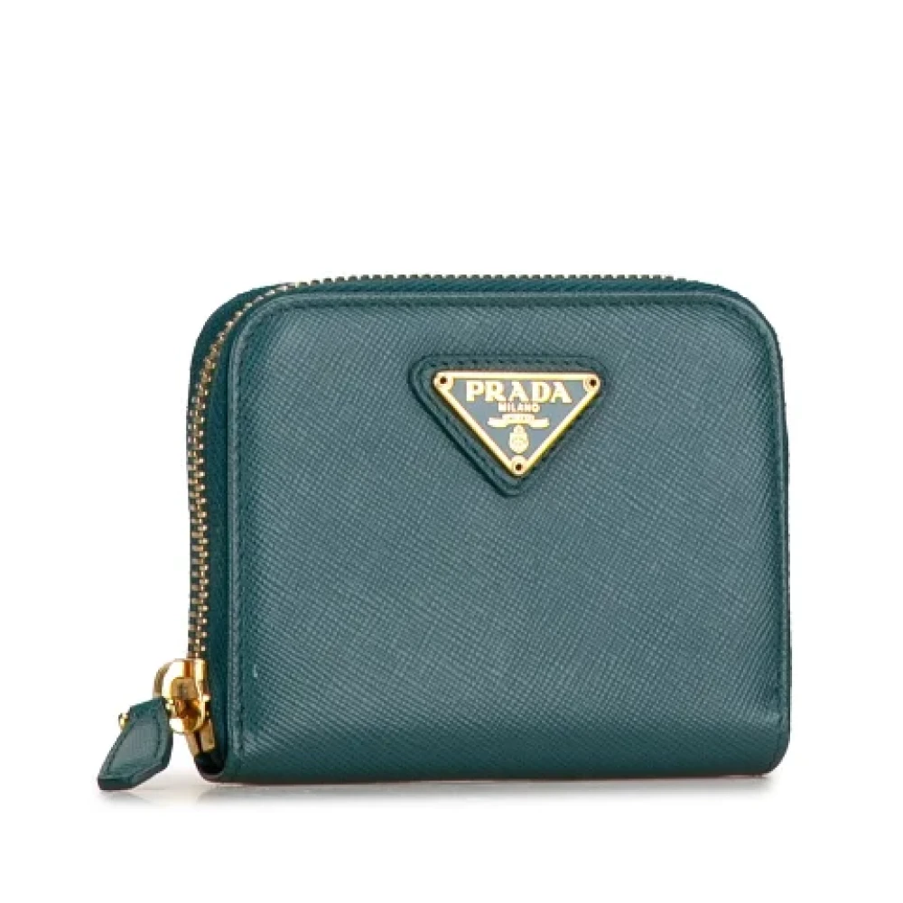 Prada Vintage Pre-owned Leather wallets Green Dames