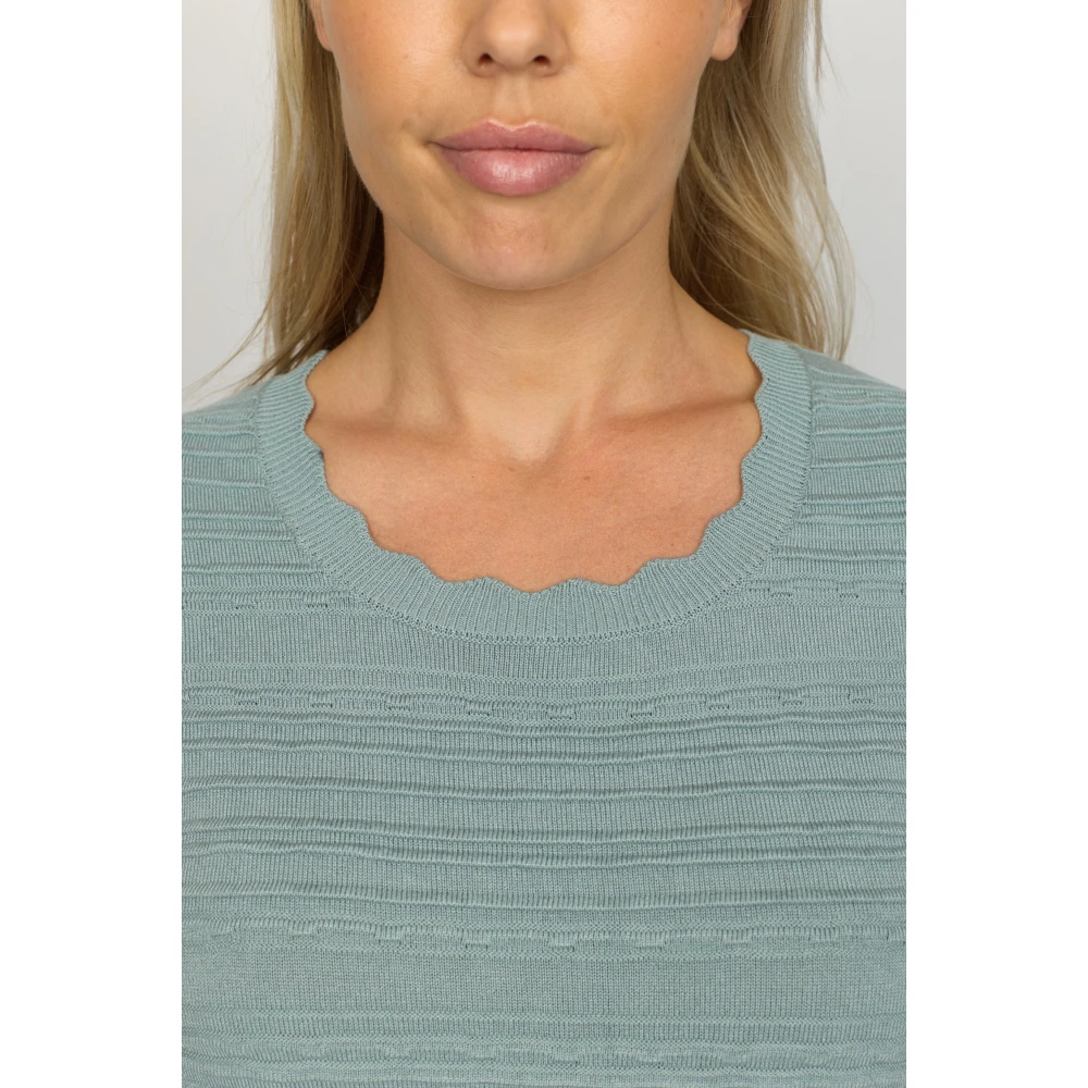 2-Biz Groene Sweater Lara met Ronde Hals Green Dames