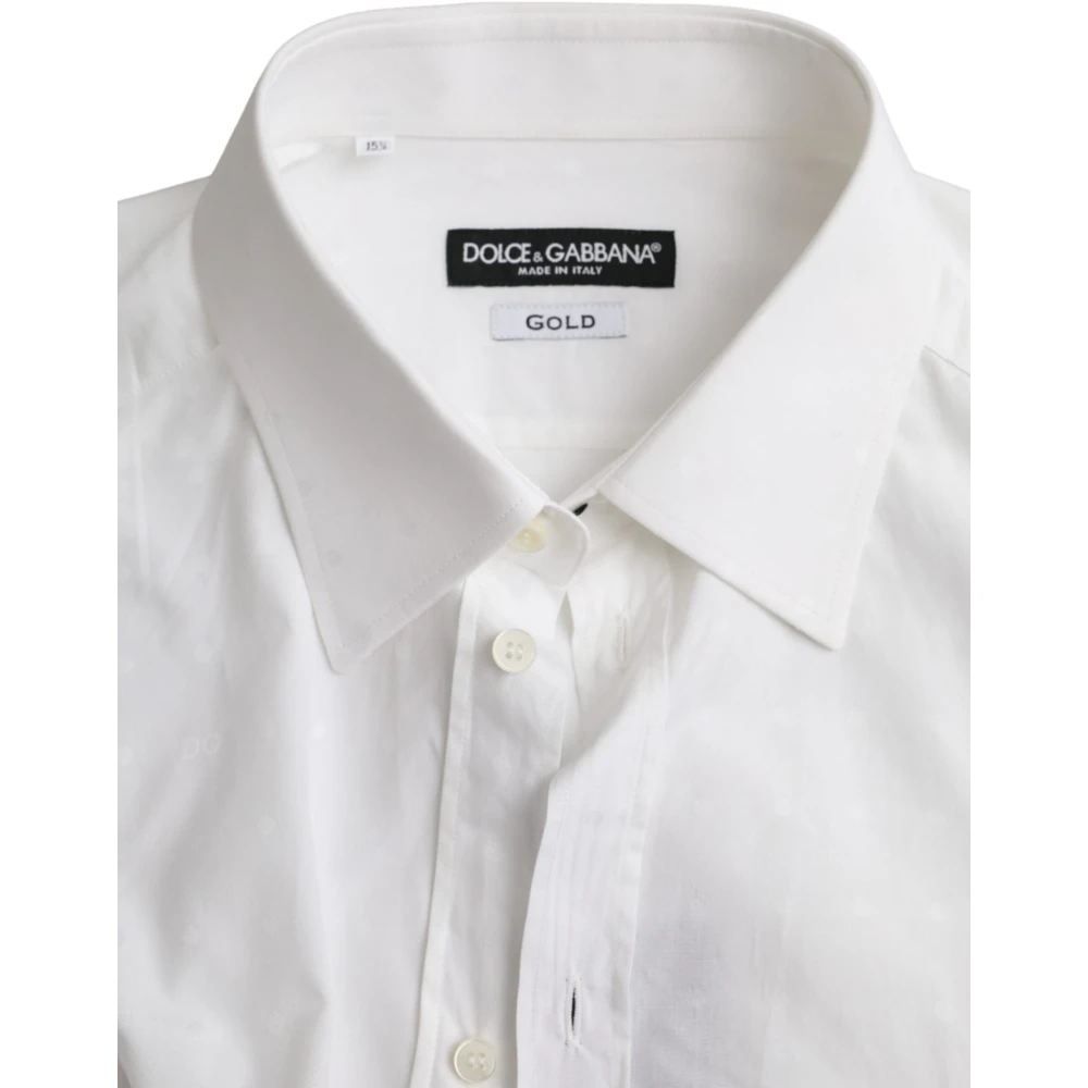 Dolce & Gabbana Wit Logo Katoenen Heren Overhemd White Heren