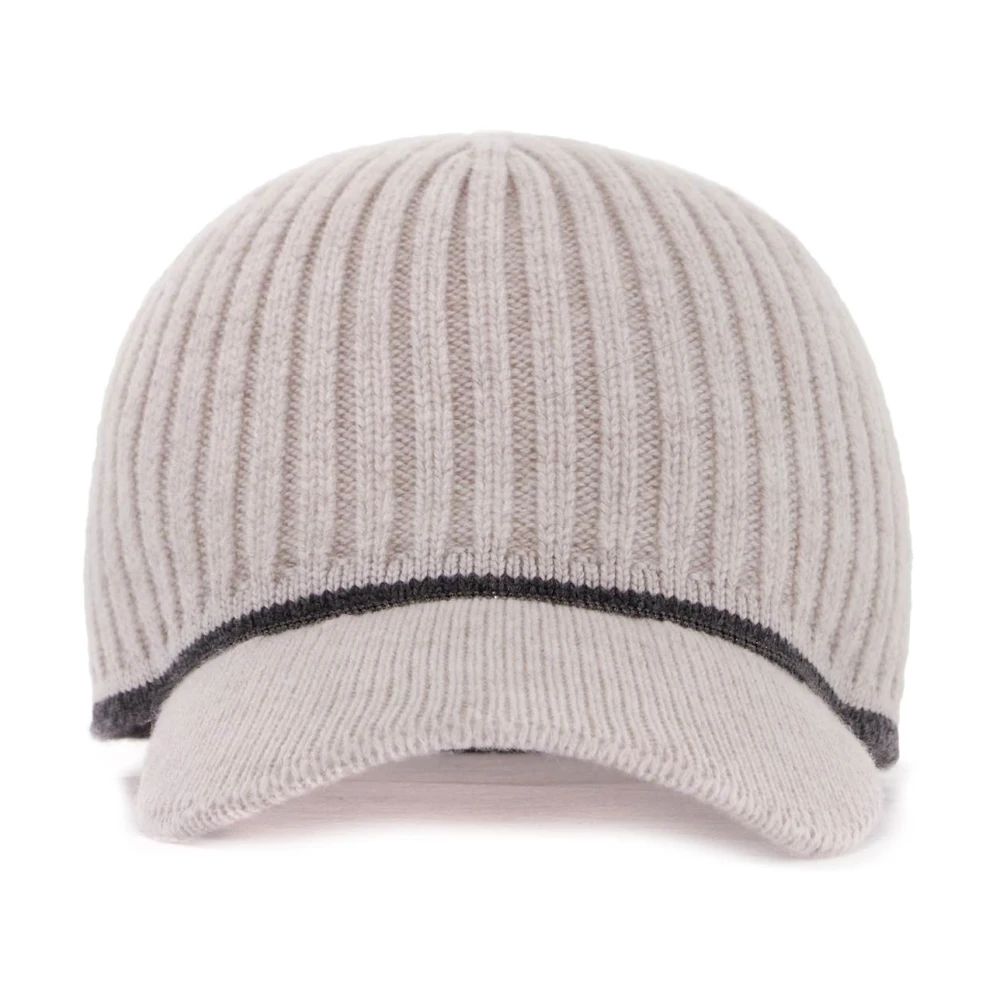 BRUNELLO CUCINELLI Baseball cap van gebreide stof met versiering Gray Heren