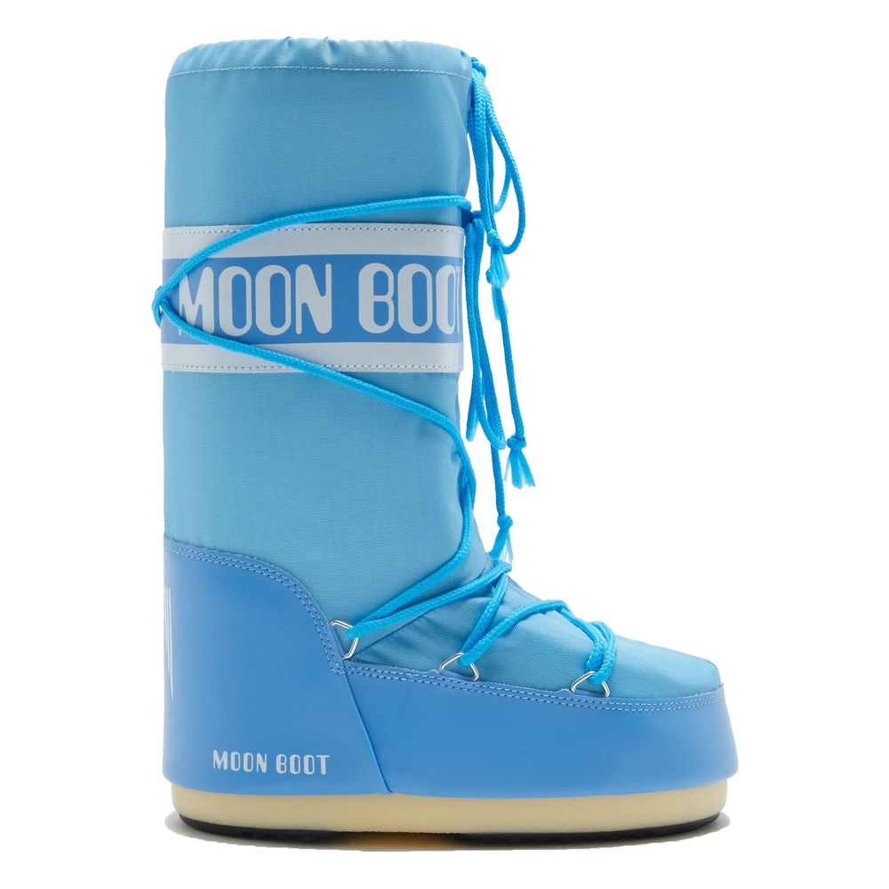 Moon Boot Women's Blue Winter Boots,, Icon Nylon Snow Boots Size 2 Uk