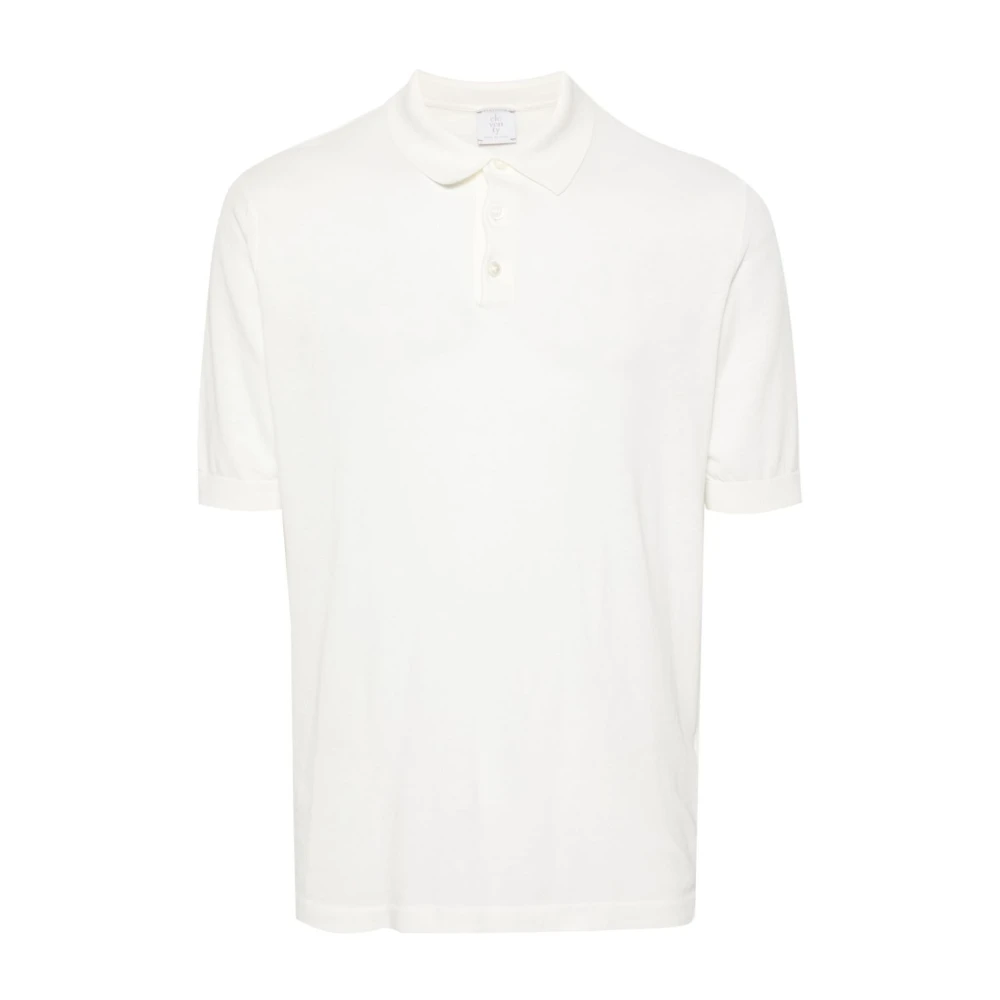 Eleventy Herr Vit Toppar M, Bomull, Ribbstickad Pikétröja I Bomull